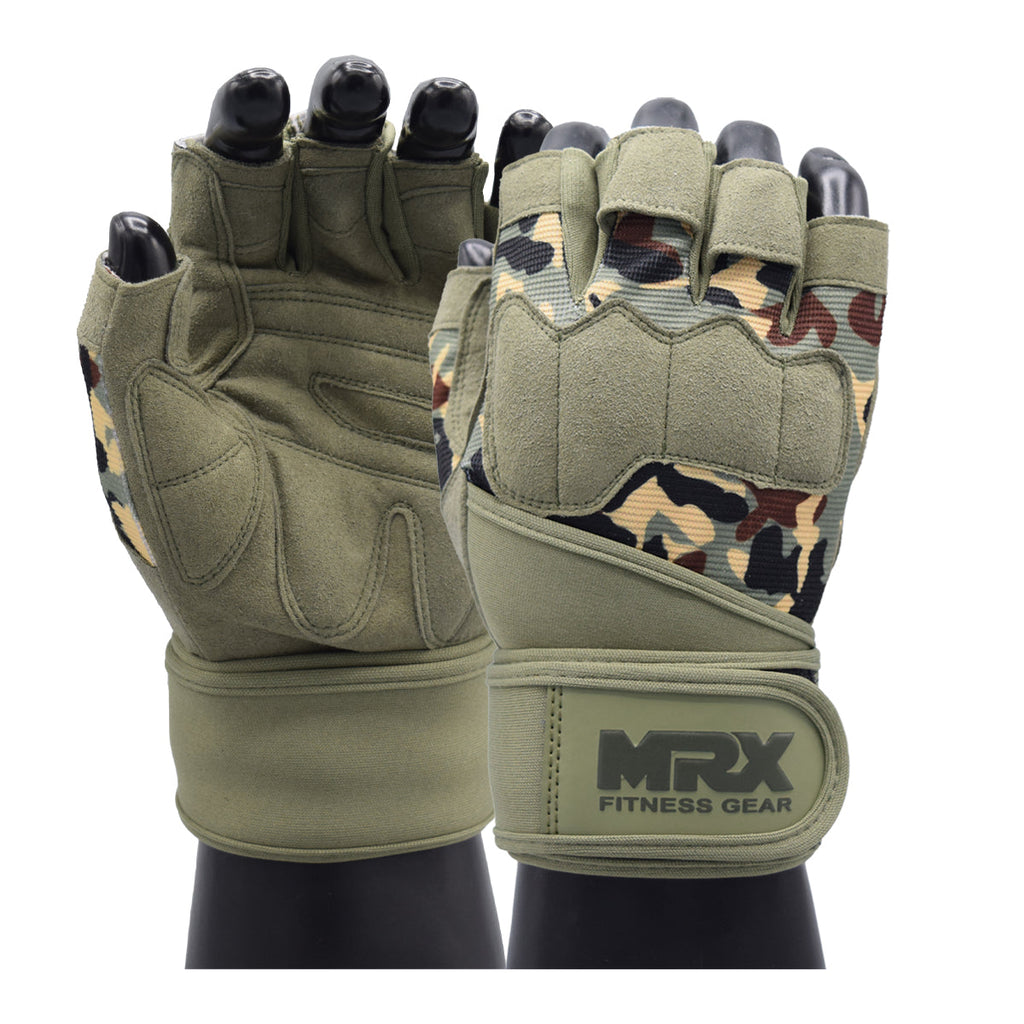 MRX Weightlifting Gloves for Gym Workout Training Long Wrist Strap
